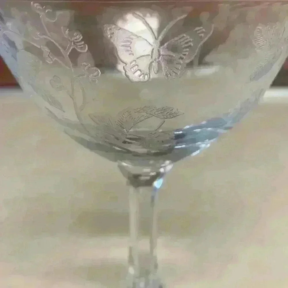 Duncan & Miller Crystal Champagne Coupe Etched “Charmaine Rose”…Vintage 1953 - Picture 2 of 9